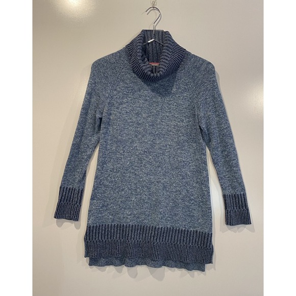 Isaac Mizrahi Live! Tops - Isaac Mizrahi Live Womens Blue Marled Turtleneck Tunic Sweater A295807 XS